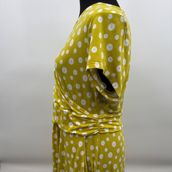 Boden Dress Women 14 Chartreuse Midi Wrap Front Floral Short Cap Sleeves Pockets - Picture 4 of 13